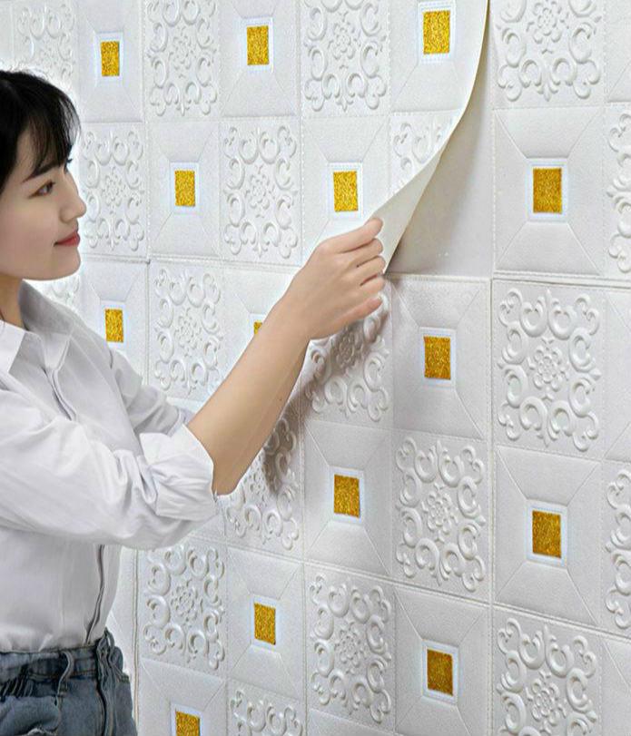 Miếng dán tường trang trí 3d hình gạch men màu sắc