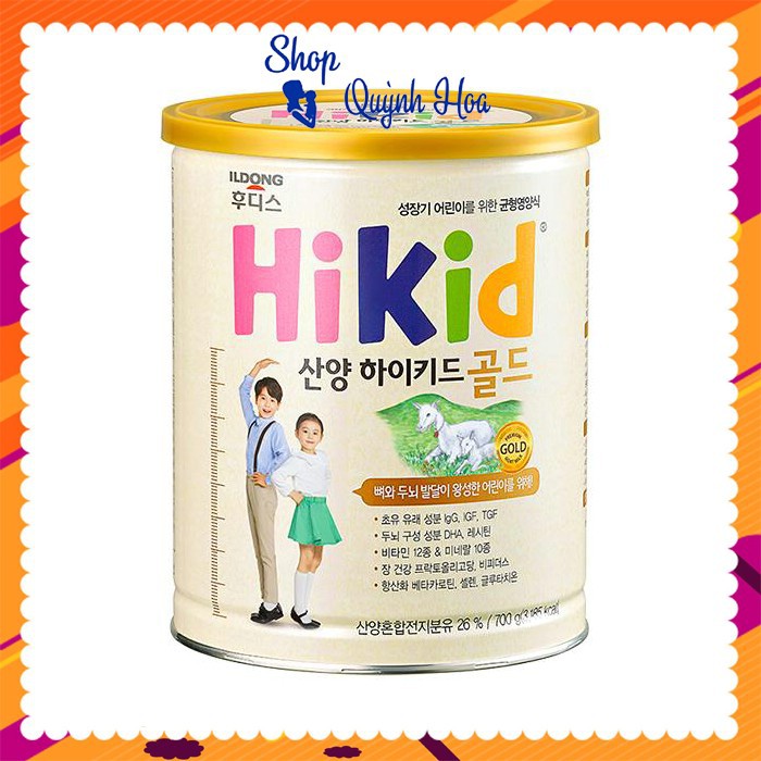 Sữa Hikid dê [CHÍNH HÃNG] tăng chiều cao cho bé/ Sữa dê Hikid Hàn Quốc, 700g - [CÓ TEM PHỤ TIẾNG VIỆT]