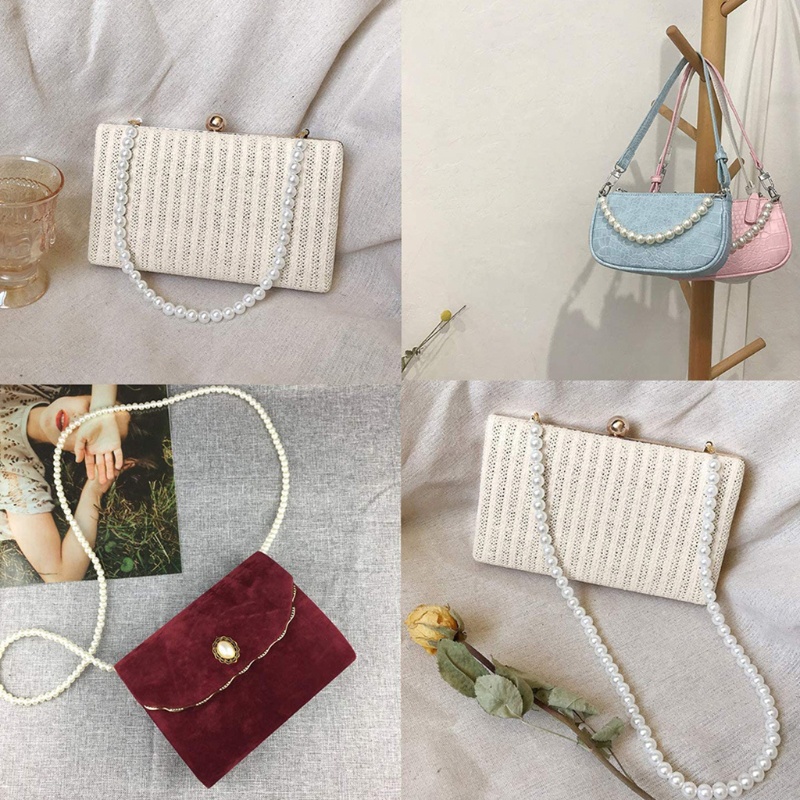 Dây Đeo Túi Xách Dạng Ngắn Đính Ngọc Trai Giả 32 / 40 / 100cm