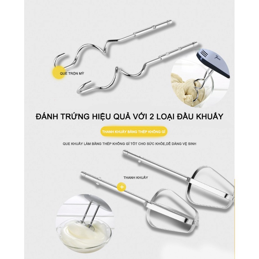 Máy Đánh Trứng Cầm Tay Scarlett 7 Tốc Độ Dùng Nhào Bột, Làm Kem Cao Cấp Bảo Hành 3 Tháng 1 Đổi 1