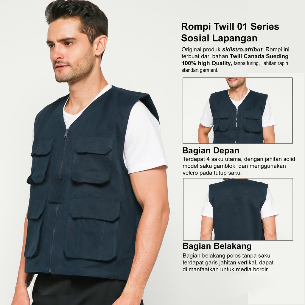 Túi Vải Dày Đựng Đồ Dùng Cao Cấp Cho Xe Mô Tô | Áo Vest ROMPI BIKER Màu Xanh Nước Biển