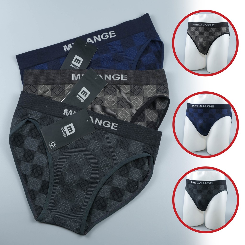 Combo 3 Quần Lót, Quần Sịp  Nam Melange Hoa Văn Caro, Siêu Co Giãn, Thoáng Mát, Mềm Mại - MN.20.19