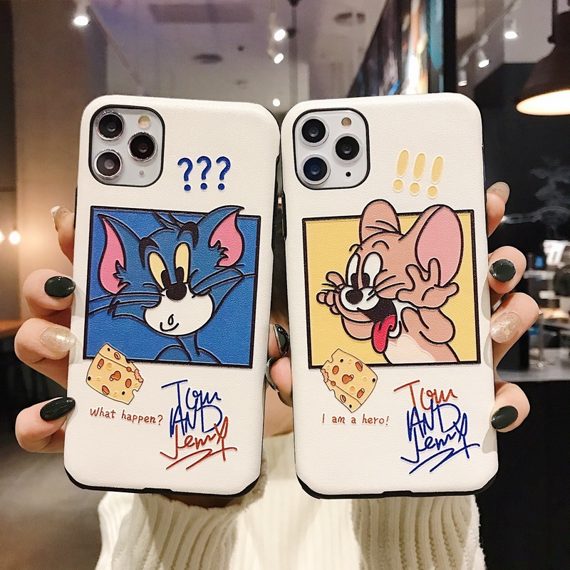 Ốp điện thoại in hình TOm và Jerry dễ thương cho iPhone 11 Pro Xs Max Xr X 6 7 8 Plus Se2