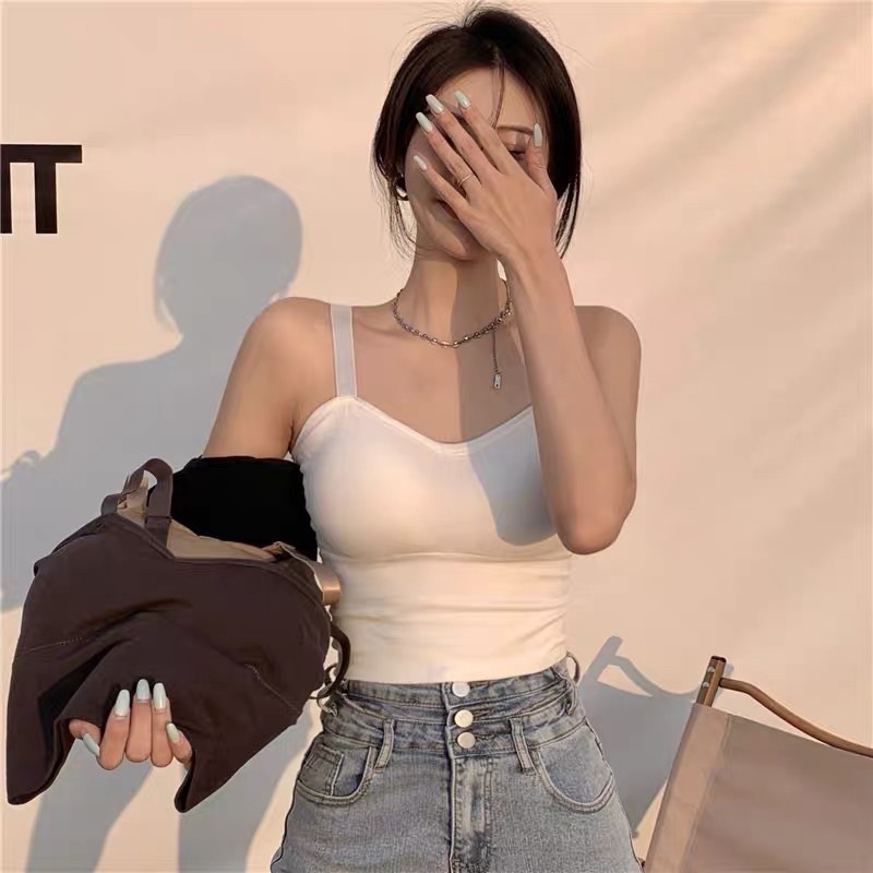 Áo bra 2 dây cúp tròn SIÊU HOT có mút nâng ngực dây bản to