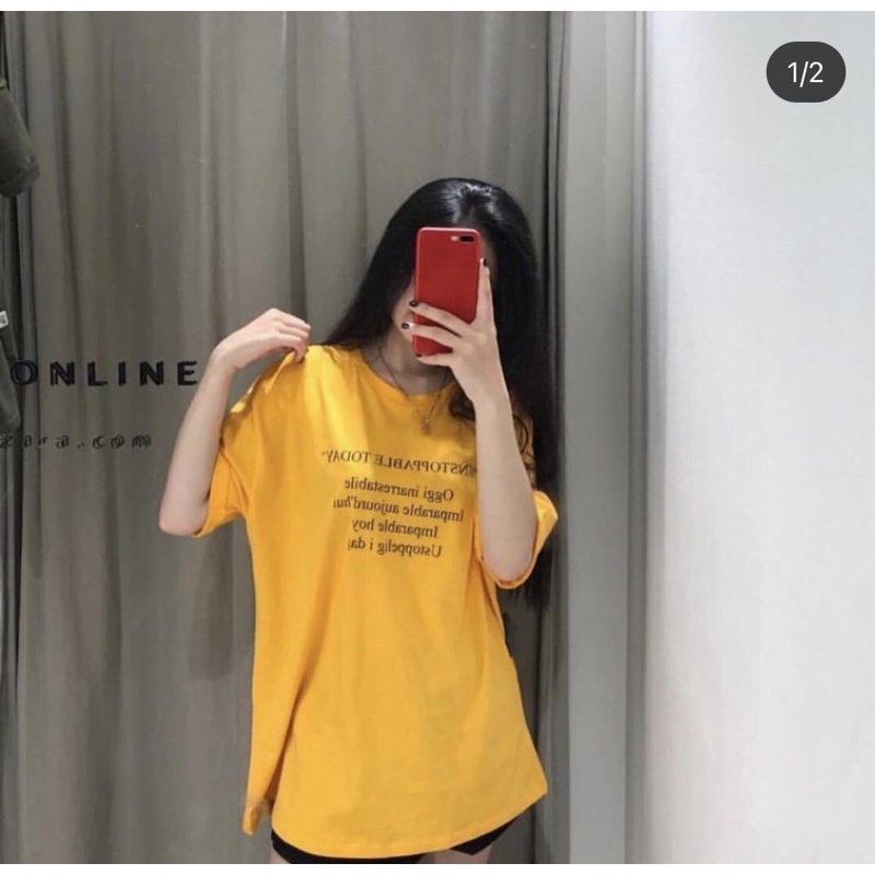 áo phông nữ zara authentic màu vàng size M