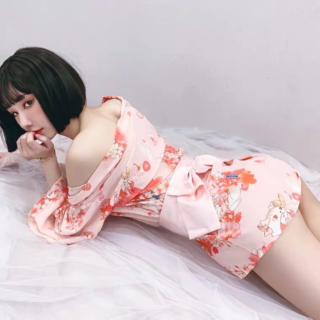 Đồ ngủ sexy kimono hoa anh đào Nhật Bản gợi cảm quyến rũ