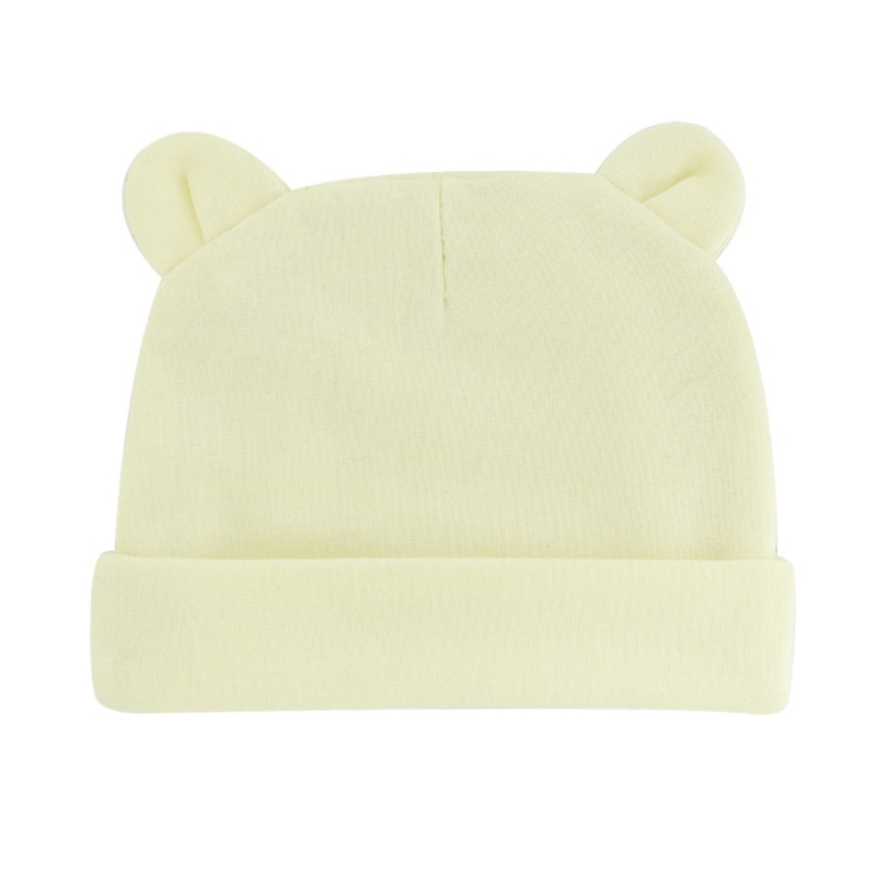 Mũ Beanie Màu Trơn Bằng Cotton Giữ Ấm Tai Cho Trẻ Sơ Sinh
