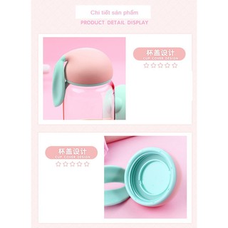 Bình nước thủy tinh tai thỏ cute 340ml