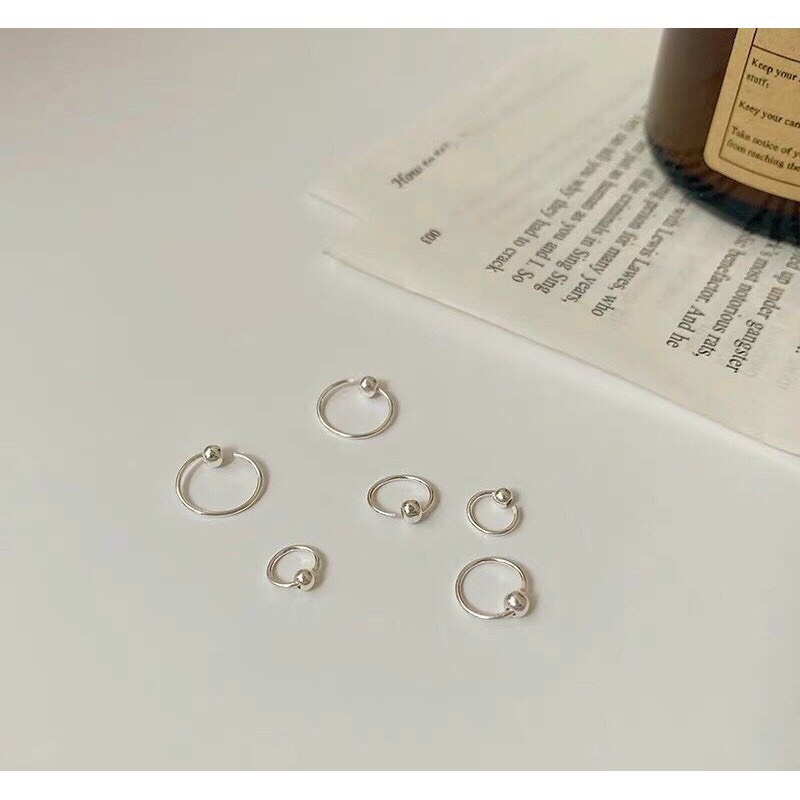 Bông tai bi trơn cho mẹ và bé, Chất liệu bạc ta siêu đẹp, Khuyên tai trơn cho bé gái Minh Hằng Jewelry