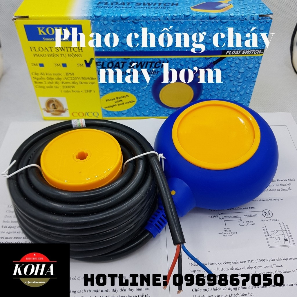 Phao điện bơm nước tự động chống tràn bể nước KOHA Smart House Kws-5m