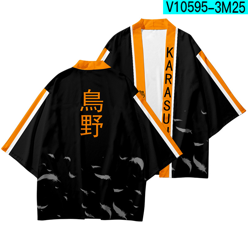 Áo Khoác Kimono Tay Ngắn In Hình Nhân Vật Hoạt Hình Haikyuu