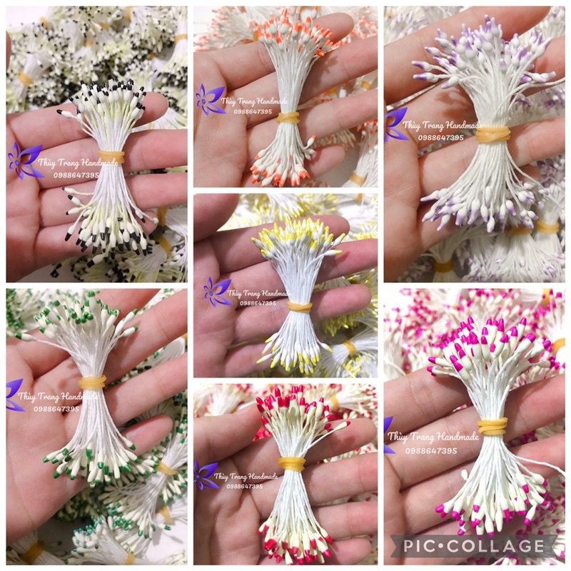 Bó nhị, nhuỵ thạch cao điểm màu làm hoa giấy, hoa voan nguyên liệu handmade