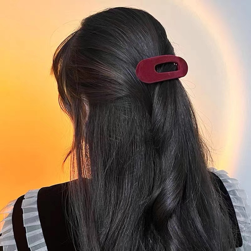 Kẹp Tóc Cỡ Lớn Bằng Nhung Màu Xanh Lá Thời Trang Mùa Đông Phong Cách Hàn Quốc