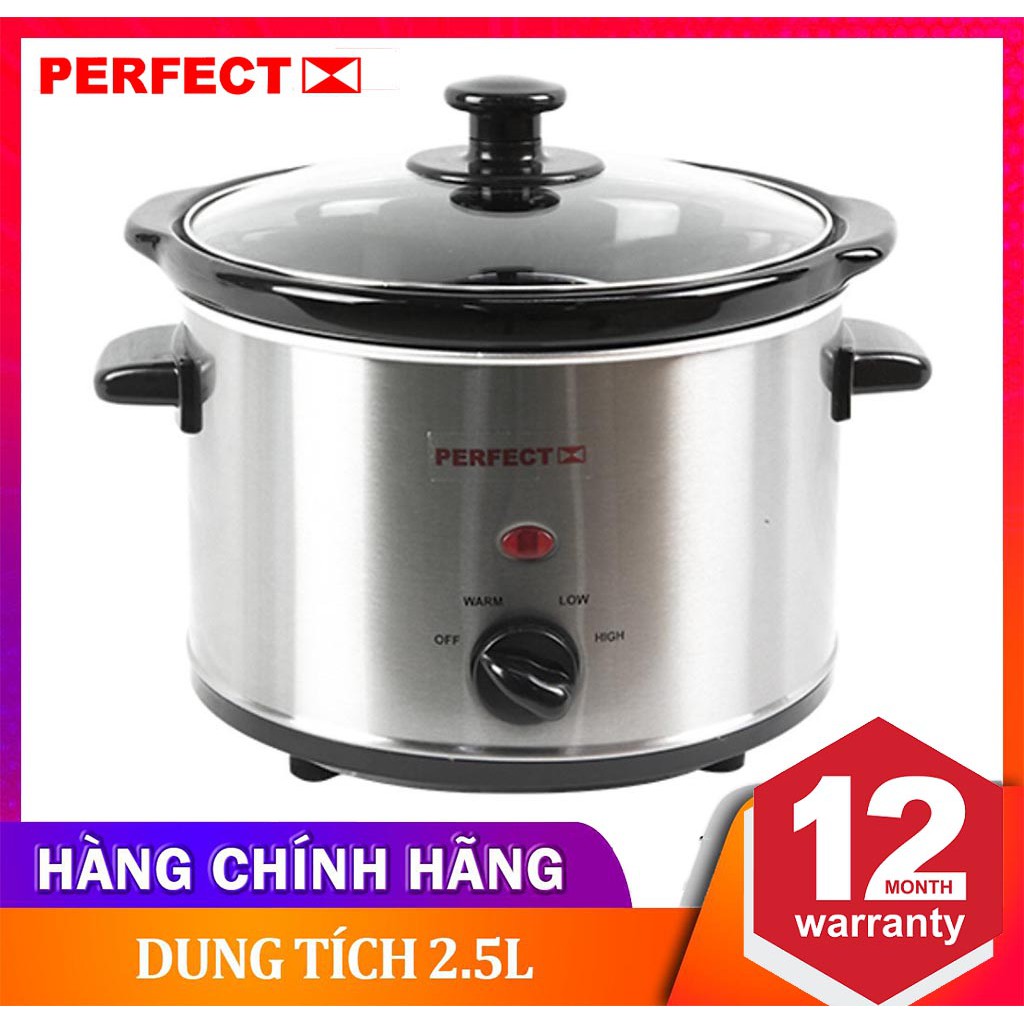 Nồi nấu cháo chậm đa năng Perfect PF-S09 dung tích 2.5 lít - Hàng chính hãng, bảo hành 12 tháng