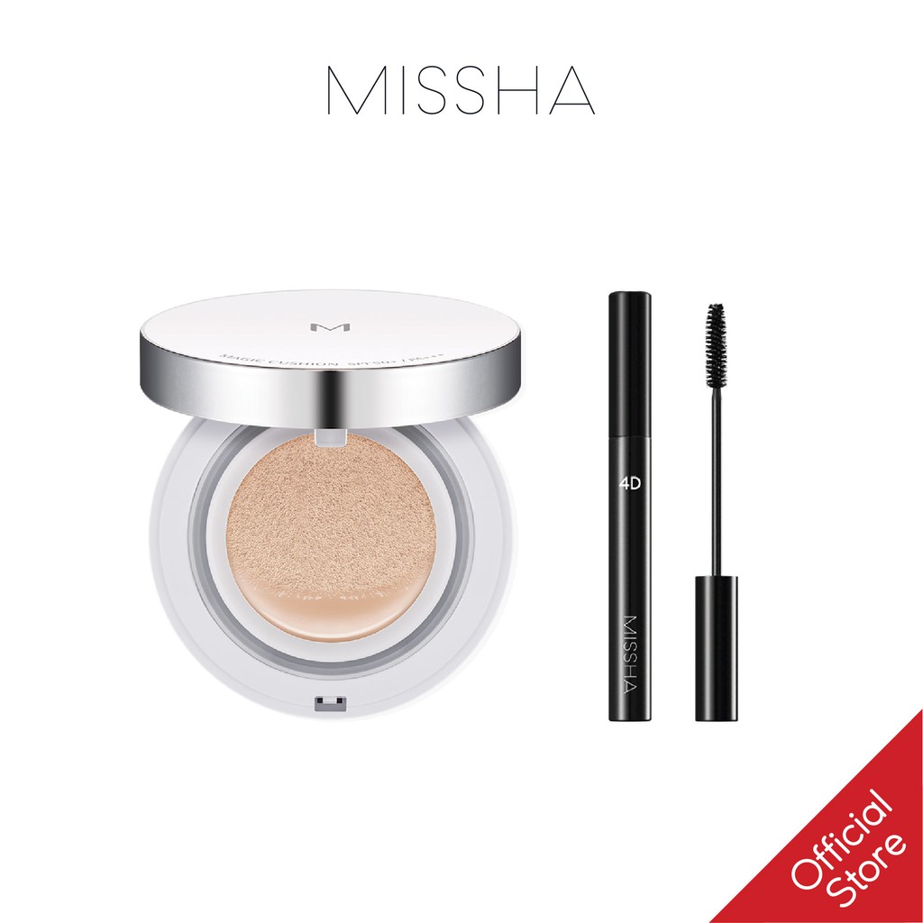 Combo Cushion Missha M Magic Cushion SPF 50+ PA+++ 15g + Mascara 4D 7g