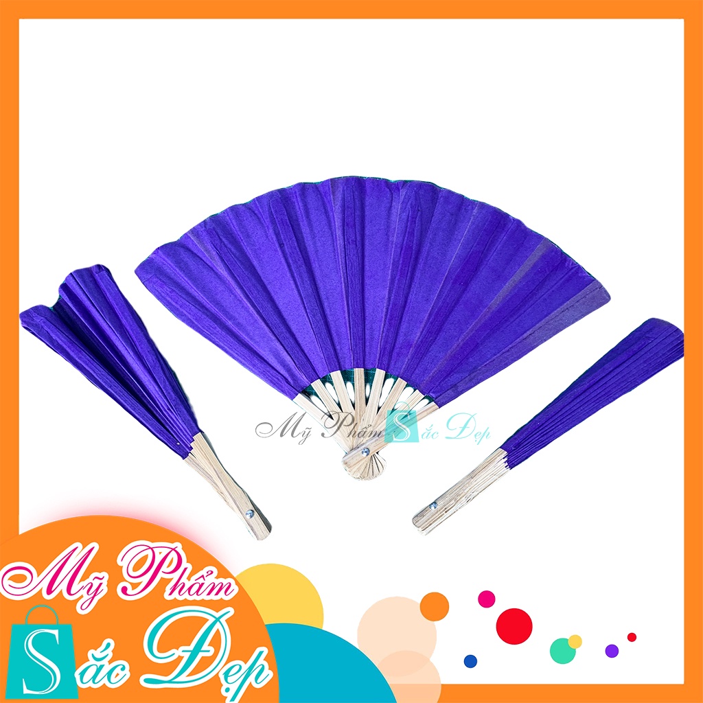 Cây quạt cầm tay bằng giấy TÍM nan tre 26 cm