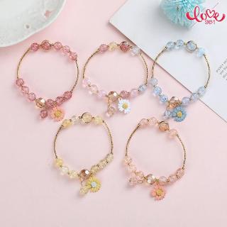 Vòng Tay Đính Hạt Pha Lê Hình Hoa Cúc Nhỏ Xinh Xắn Phong Cách Hàn Quốc Cho Nữ