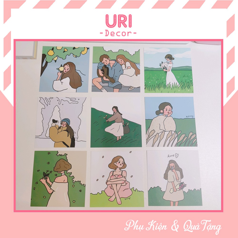 Set tranh giấy dán tường decor phòng họa tiết cô gái dễ thương ♥️ URI DECOR ♥️ | BigBuy360 - bigbuy360.vn