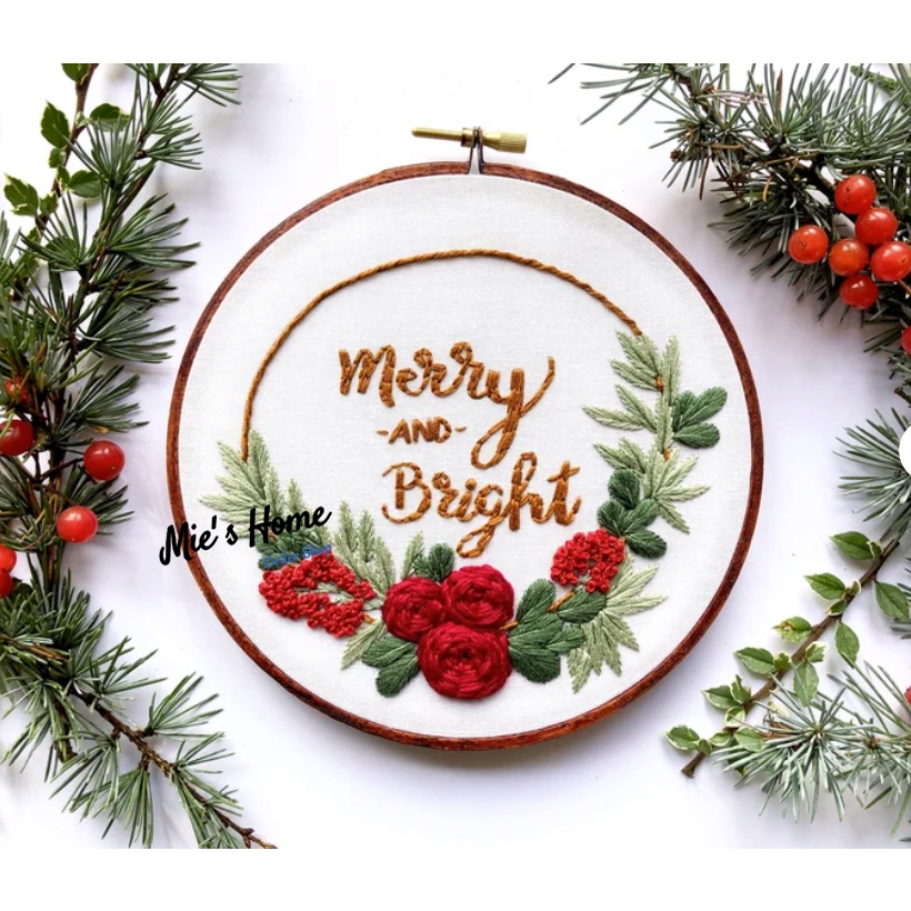 Bộ kit Gói Nguyên liệu tự thêu tranh Hoop trang trí Giáng Sinh DIY thêu tay thủ công Christmas Embroidery - Mie Handmade