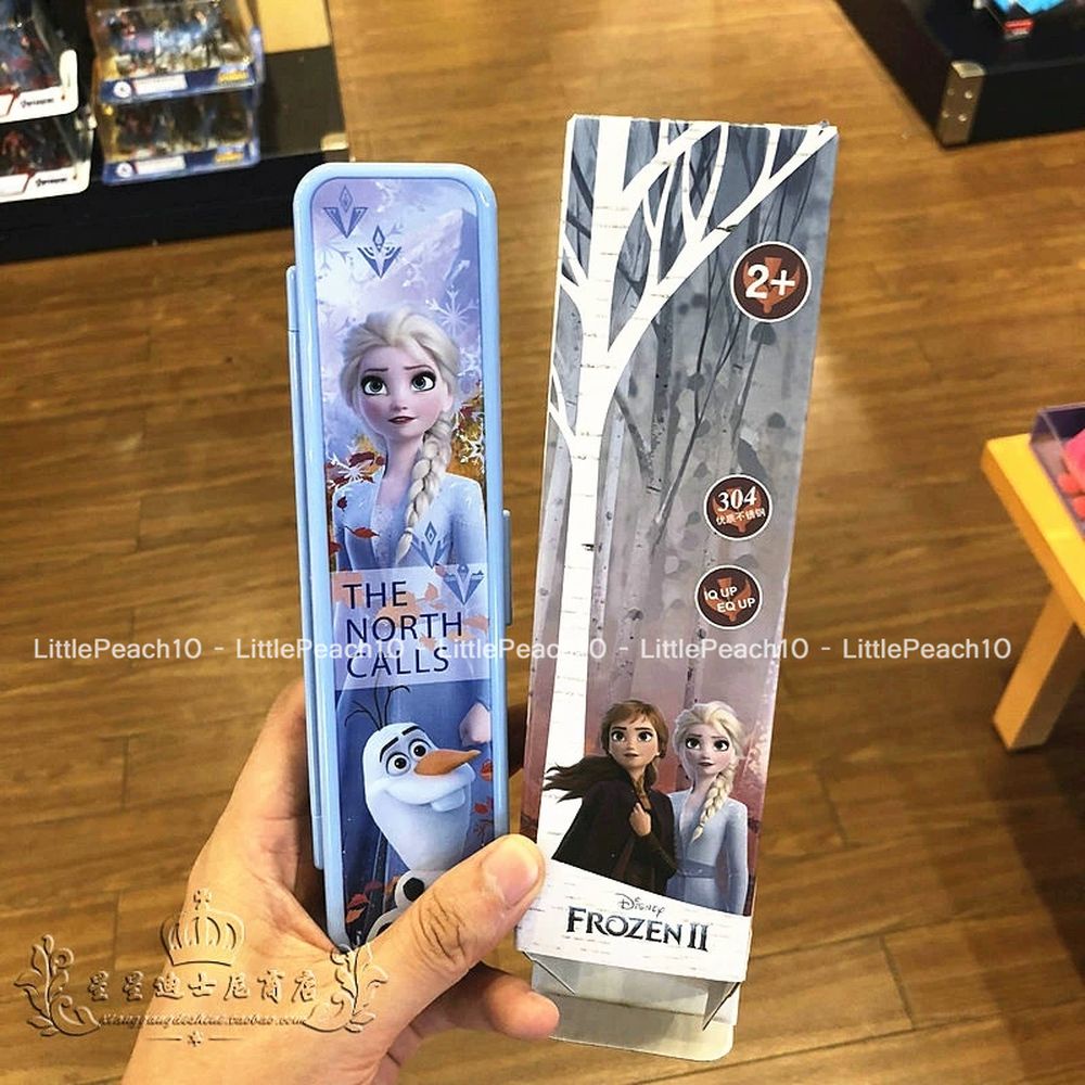 Set muỗng đũa Disney Inox 304 kèm hộp hình Elsa Frozen Car Mcqueen cho trẻ em bé trai gái