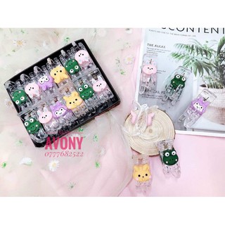 Kẹp tóc càng cua 3 - 5 răng dẻo đính icon thú