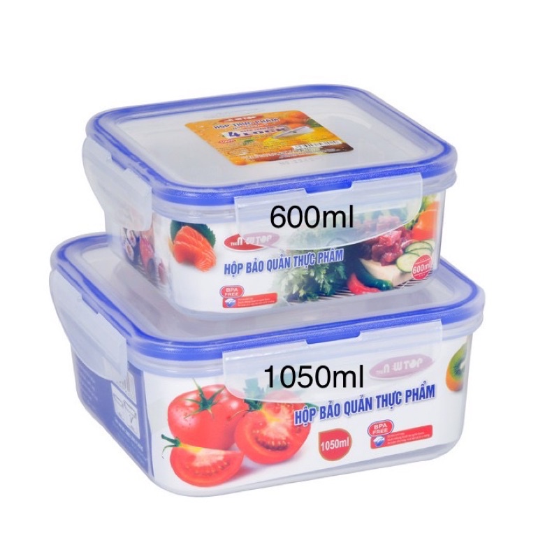 Bộ Hộp Đựng Thực Phẩm Song Long - Bộ Hộp Khoá 4 Cạnh 2242, 2241, 2508