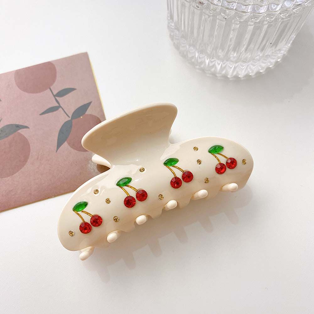 Kẹp tóc màu trắng họa tiết quả cherry sáng bóng thời trang Hàn Quốc cho nữ