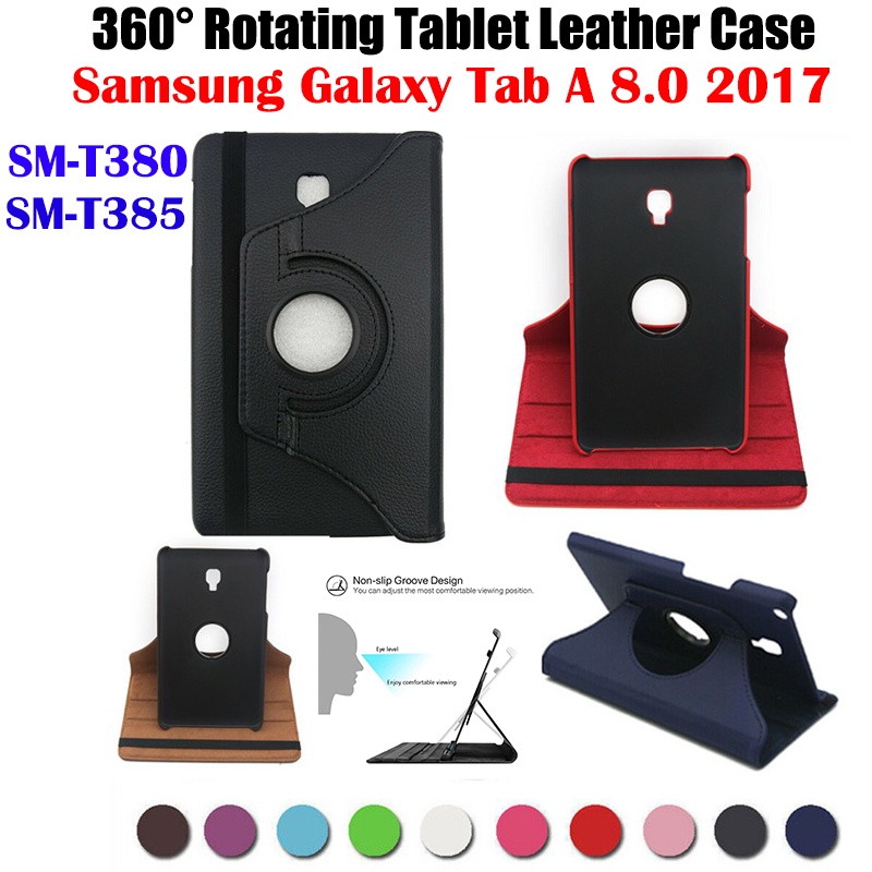 Ốp Máy Tính Bảng Da PU Đế Lật Xoay 360 Độ Có Đế Cho Samsung Galaxy Tab A 8.0 2017 SM-T380 T385 2017