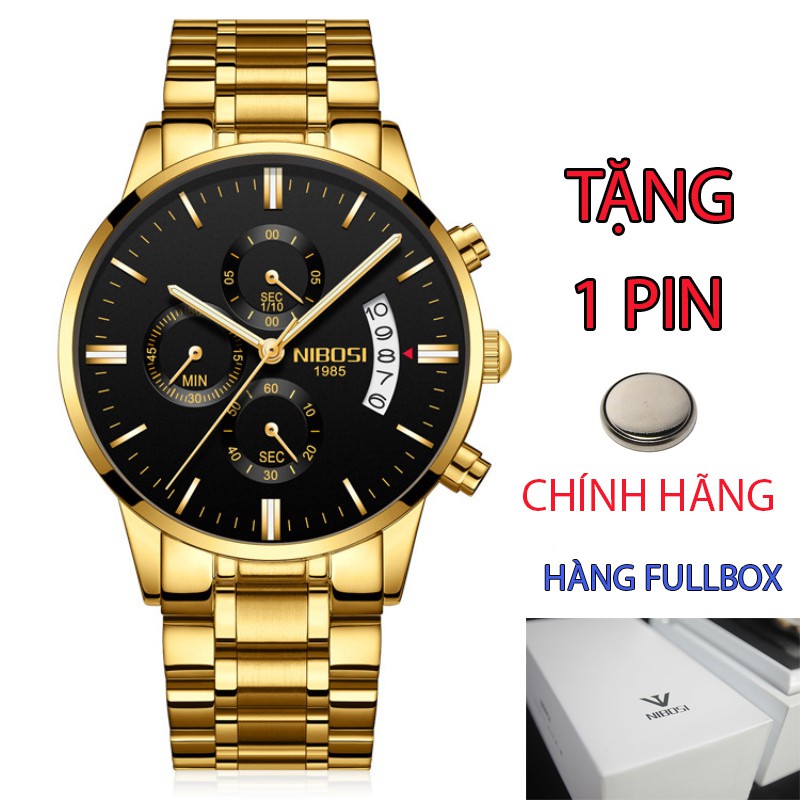 Đồng hồ Nam Nibosi 100% chính hãng, hàng fullbox, máy full kim (Ni2309 dây đúc)