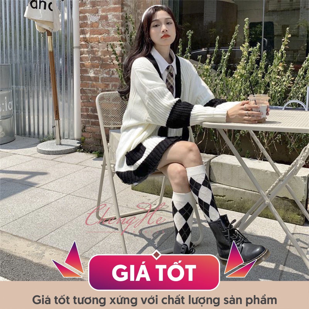 Áo khoác len cardigan nữ dệt kim chữ H dáng rộng dài tay phong cách Hàn Quốc cá tính A00136