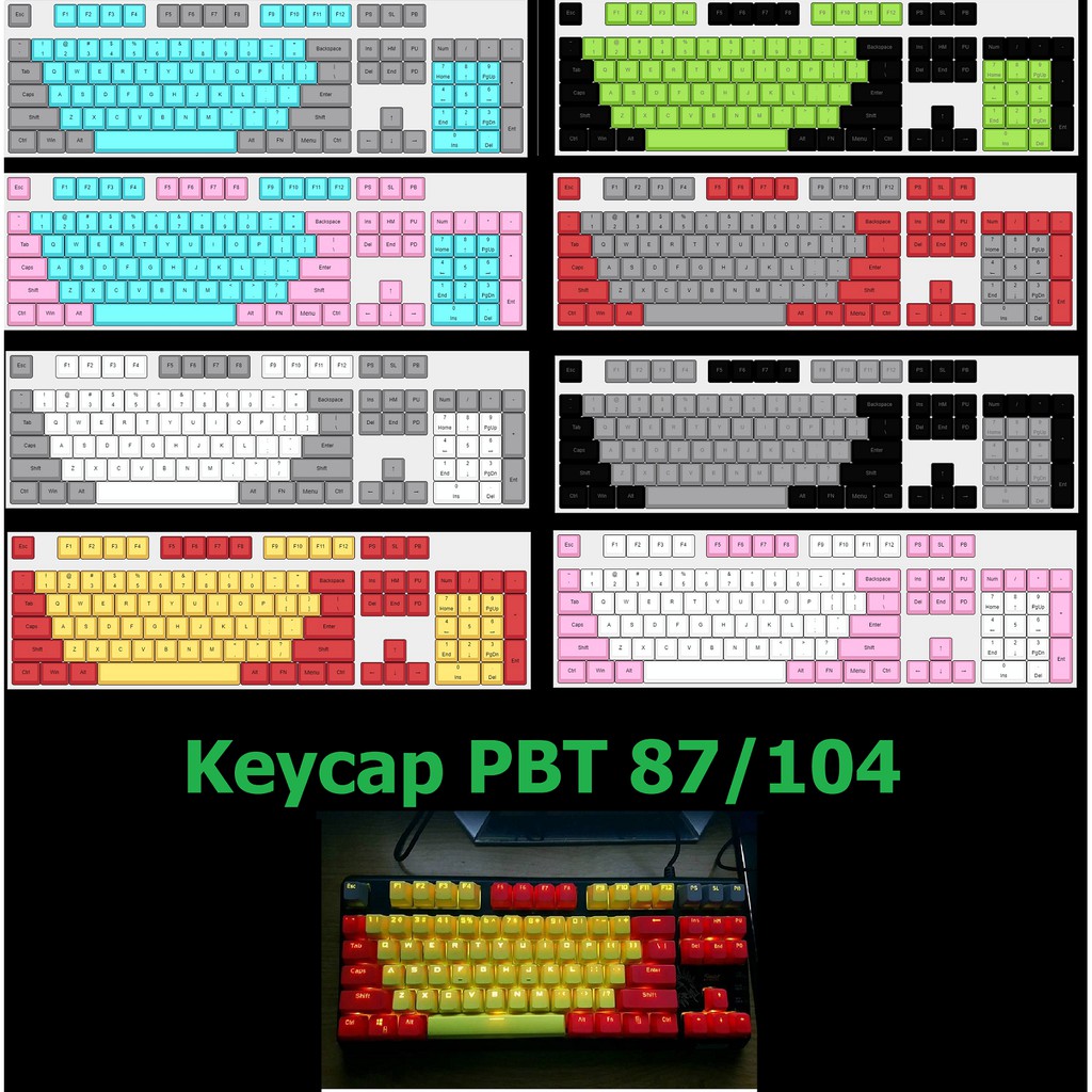 (có layout 61/64/68/71/82/84) Bộ Keycap PBT doubleshot xuyên led nhiều - bộ nút bàn phím cơ chọn màu