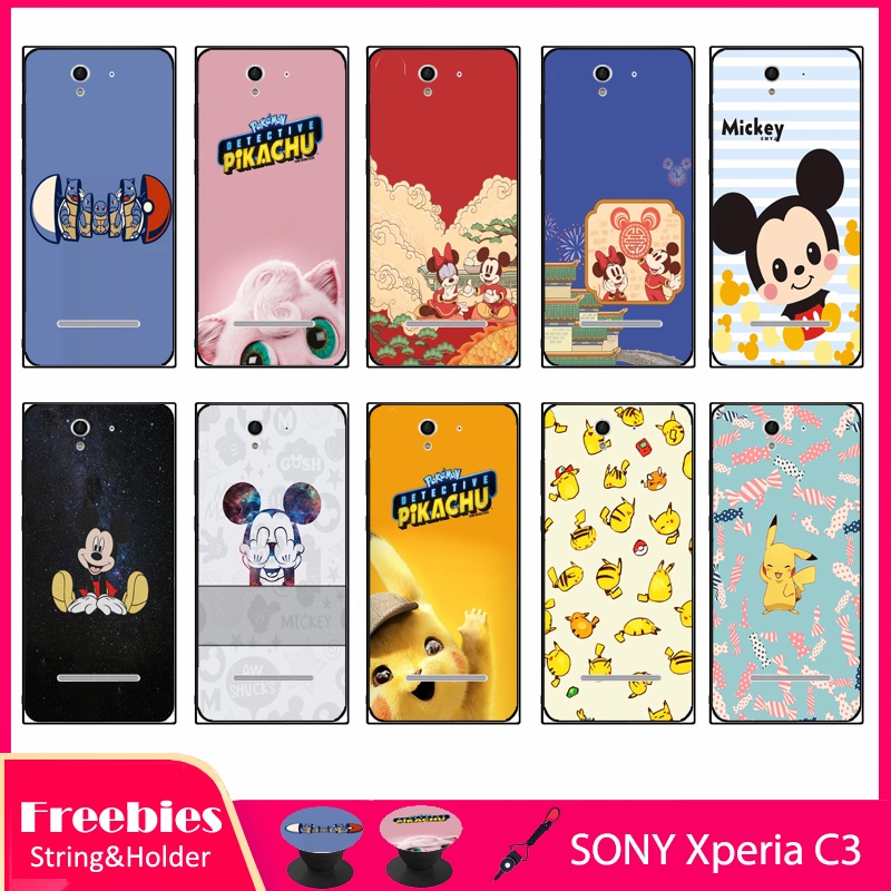 Ốp Điện Thoại Họa Tiết Thời Trang Kèm Giá Đỡ Và Dây Đeo Cho SONY Xperia C3/S55T/S55U 5.5 inch