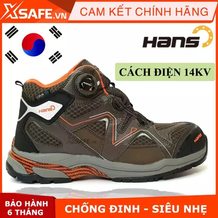 Giày bảo hộ lao động nam Hans HS78 Siêu nhẹ, cấu tạo phi kim, tiêu chuẩn KCS Hàn Quốc Giày công trình, nhà máy - Xsafe