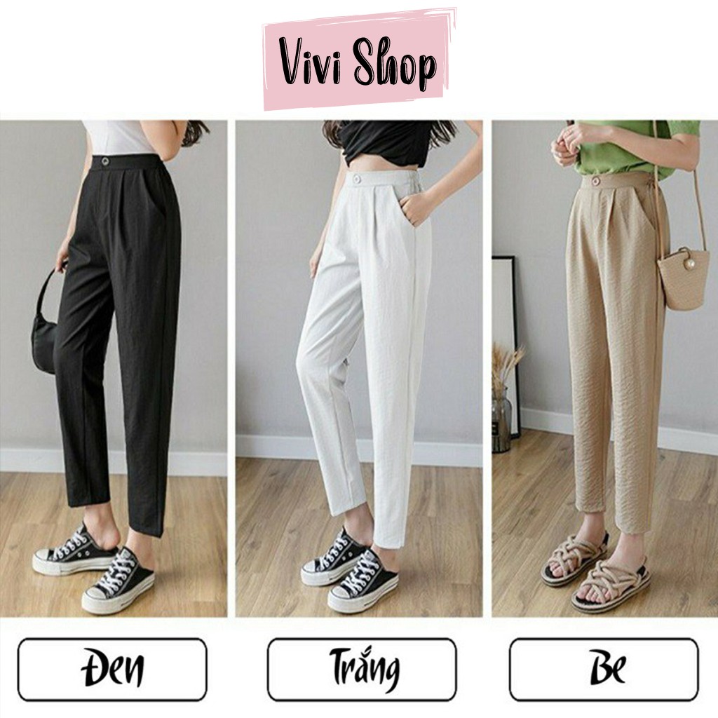 Quần Baggy Nữ Chun Sau Chất Vải Đũi Xước Mềm Mịn Thoáng Mát (CÓ ẢNH THẬT)