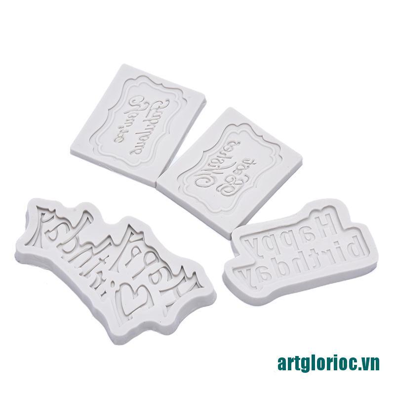 hot&3D Happy Birthday Letter Silicone Fondant Mold Chocolate Cake Decor Baking Mould