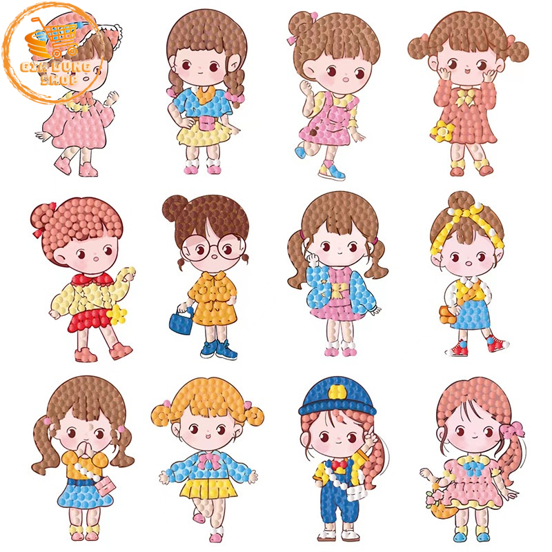 Tranh Đính Đá Mini Cho Bé Trai Bé Gái Tự Hoàn Thành Loại 12 Sticker - 10 Sticker - 8 Sticker - 6 Sticker DIY