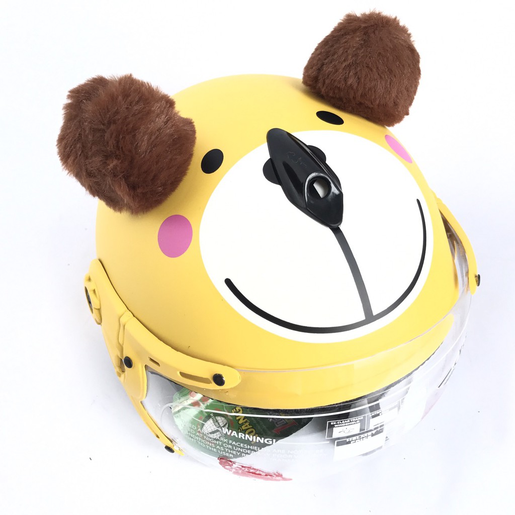 Mã LIFE30K giảm 15% đơn 150K Mũ bảo hiểm trẻ em có kính V&S Helmet gấu vàng thumbnail