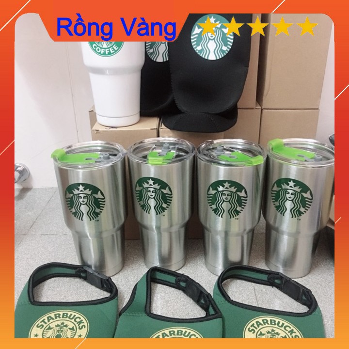 LY giữ nhiệt STARBUCK 900ml (Tặng kèm bộ ống hút inox kèm đồ rửa-Túi xách)