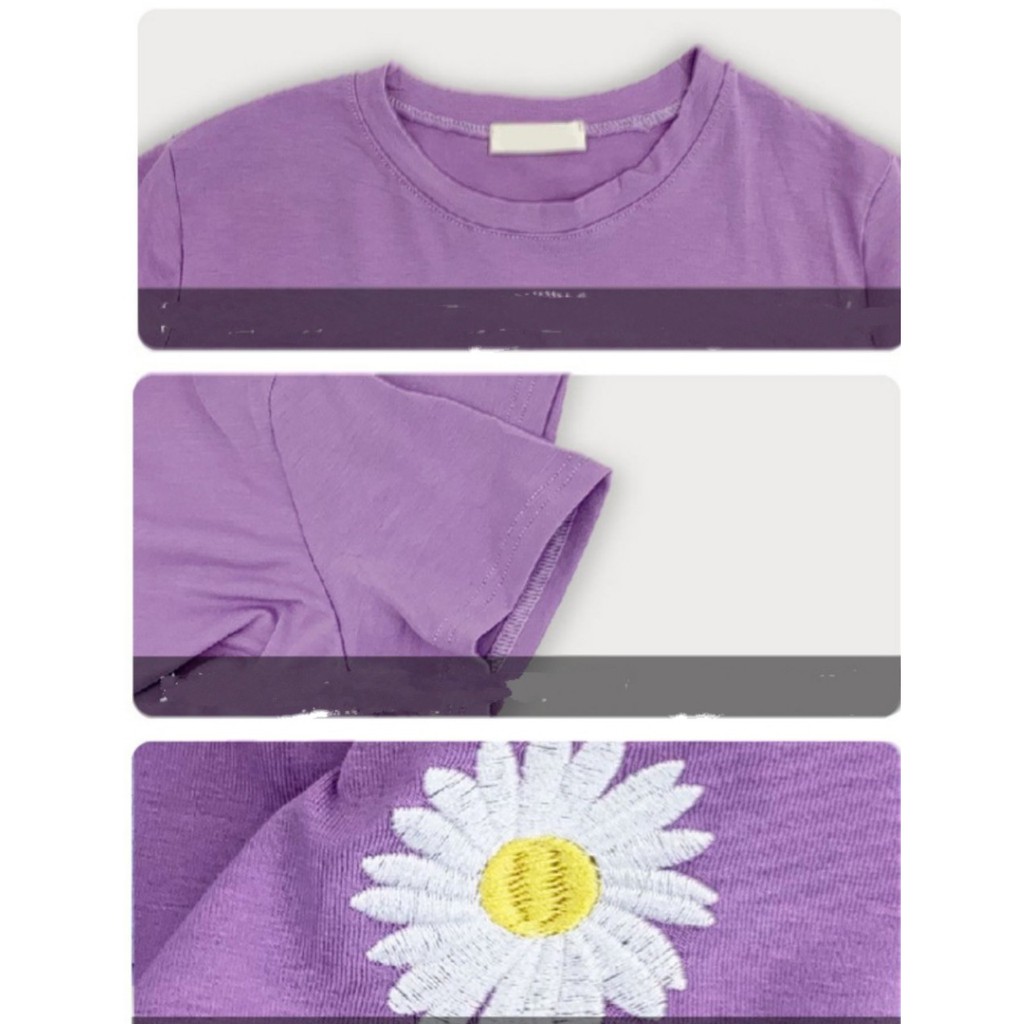 ÁO THUN NỮ CROPTOP TAY NGẮN CỔ TRÒN THÊU HÌNH BÔNG CÚC NHỎ XINH XẮN KIỂU HÀN 2020 PF309A | BigBuy360 - bigbuy360.vn