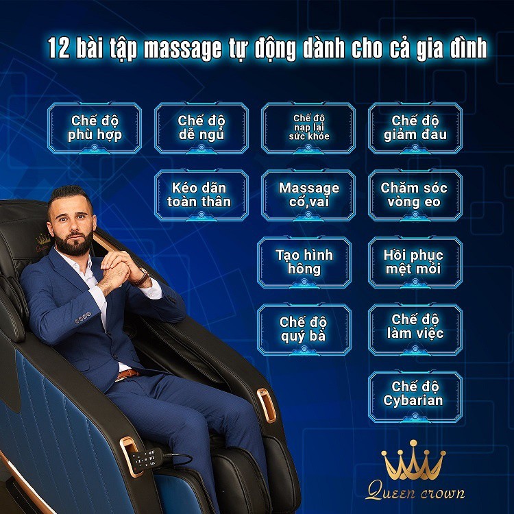 Ghế Massage Cao Cấp QC Fantasy X6 - Massage toàn diện bằng hệ thống túi khí kép dày đặc khắp các vùng trên cơ thể