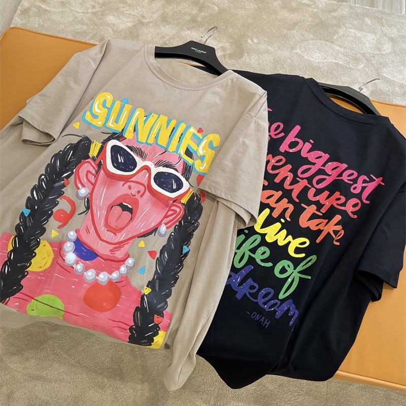 Áo Thun Nữ Ngắn Tay In Chữ Graffiti Thời Trang