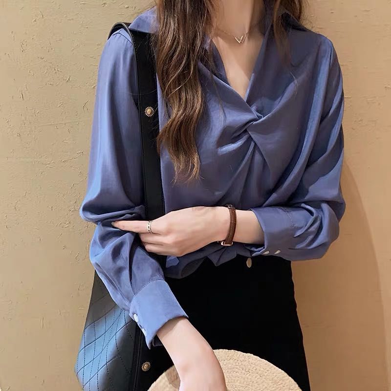 Áo Sơ Mi Nữ Tay Dài Dáng Rộng Màu Trơn Thời Trang