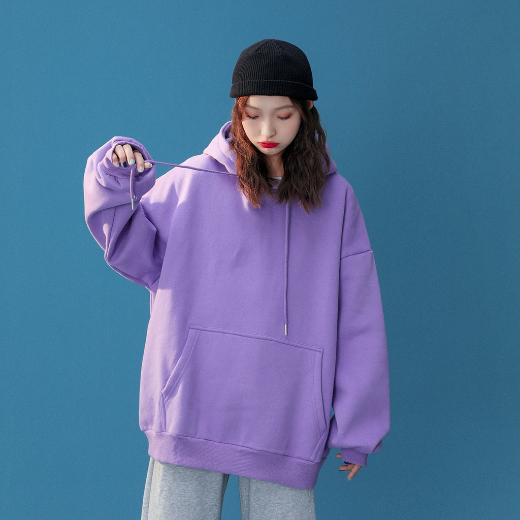 Áo hoodie IFNICEFUTURE tay dài dáng rộng màu trơn đa năng thời trang mùa thu S-3XL