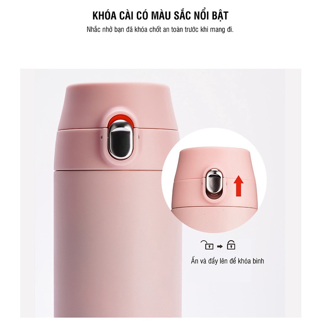 Bình giữ nhiệt Lock&Lock 500ml Featherlight One Touch Tumbler mở nắp một chạm LHC3257 - TRUCANHSG