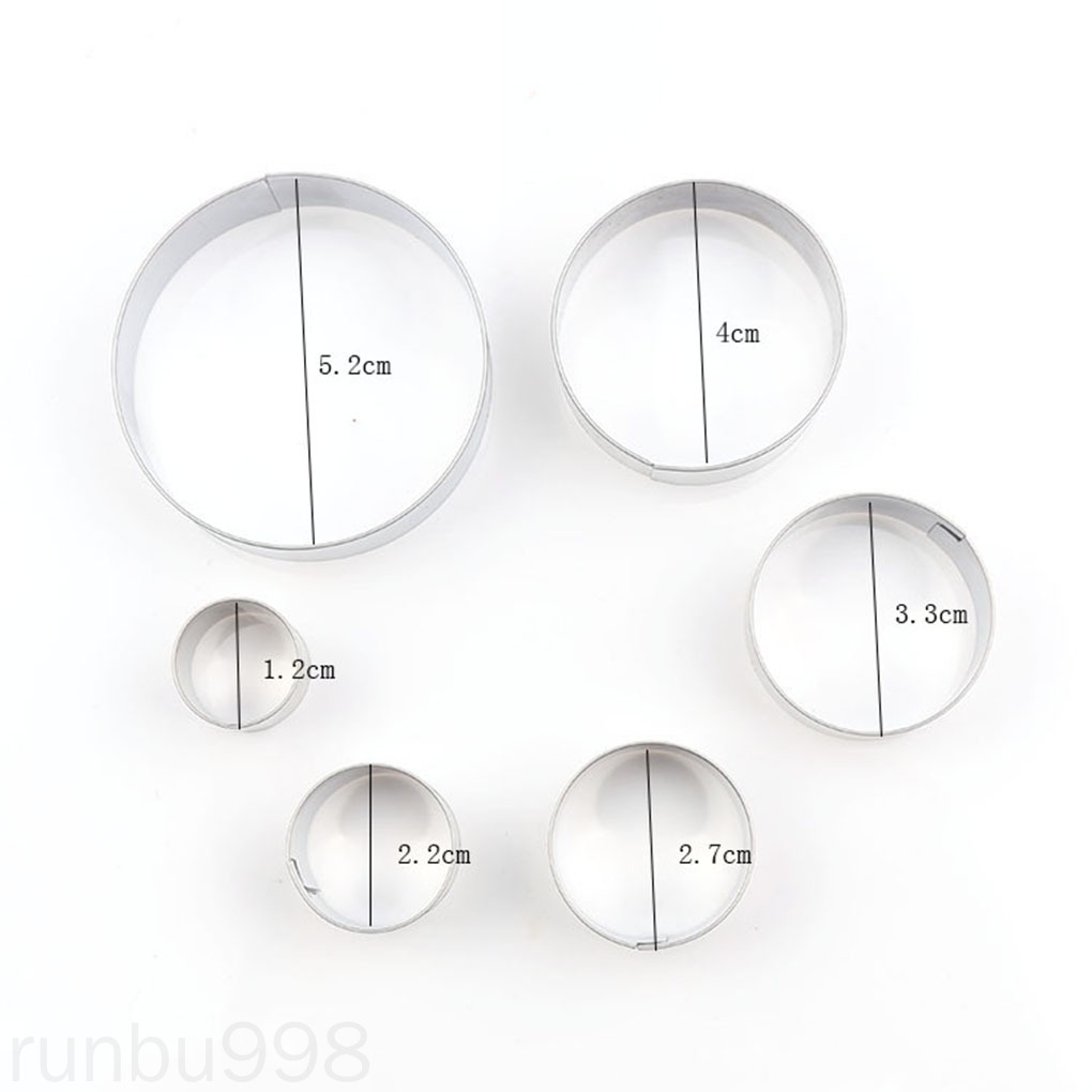 Bộ 6 Khuôn Cắt Bánh / Đất Sét / Sét Hình Tròn Diy Runbu998