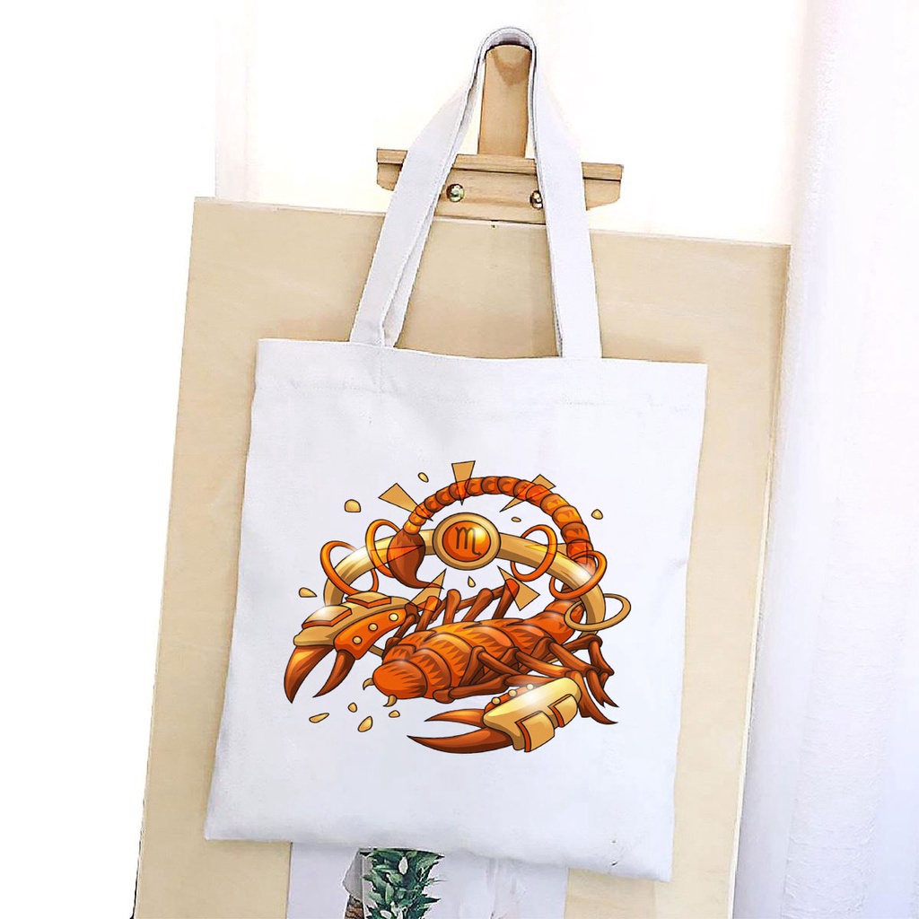 BST TÚI VẢI CUNG HOÀNG ĐẠO ĐEO VAI TOTE CANVAS BAG CÓ KHÓA KÉO SIZE LỚN 33x38cm PHONG CÁCH CÁ TÍNH HOT TREND NHIỀU MẪU A