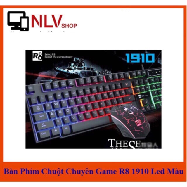 Combo Bàn phím giả cơ và Chuột chuyên game R8 1910 Led 7 màu có dây