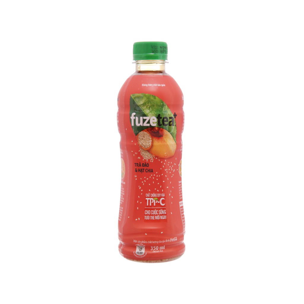 { 6 Chai } trà đào và hạt chia Fuze Tea 350ml