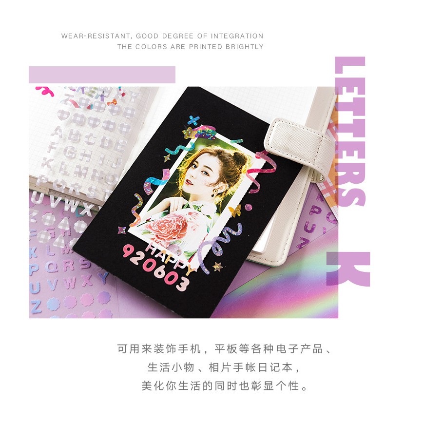 Set 2 sticker chữ cái và số trang trí phong cách Hàn Quốc
