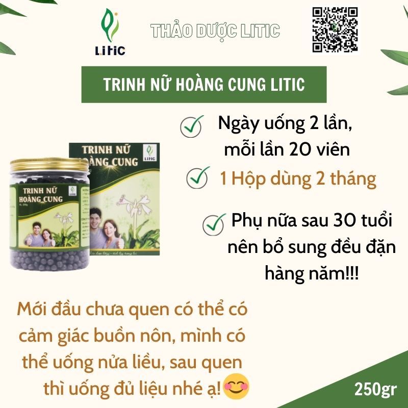 Trinh Nữ Hoàng Cung, Viên Trinh Nữ Hoàng Cung Litic giúp hoạt huyết, cải thiện tình trạng U xơ tử cung 250g